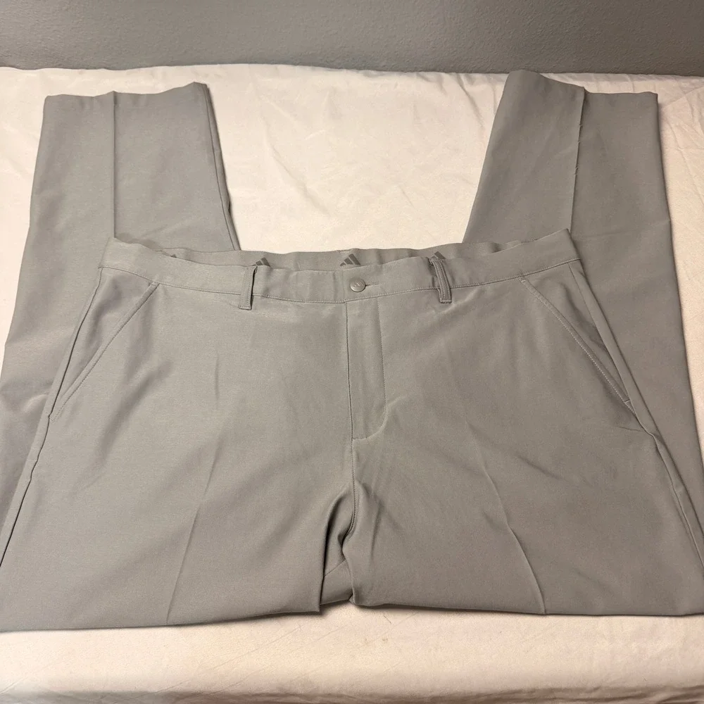 Adidas Golf Pants Mens 40x32 Gray Flat Front‎ Straight Fit Performance Stretch